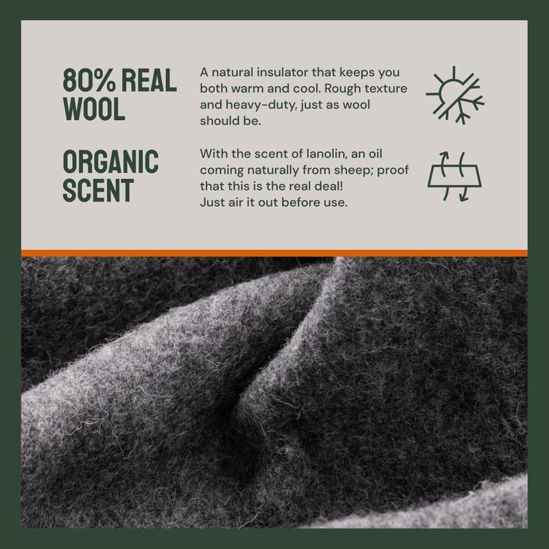 Cobertor de acampamento Woolly Mammoth Woolen Co. Lã Merino Cinza